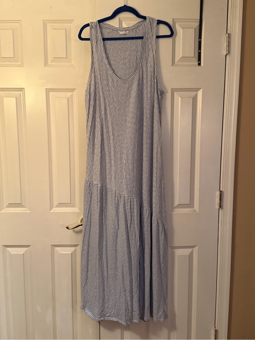 Lucky Brand Blue and White Striped Sleeveless Maxi Dress